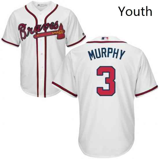 Youth Majestic Atlanta Braves 3 Dale Murphy Replica White Home Cool Base MLB Jersey
